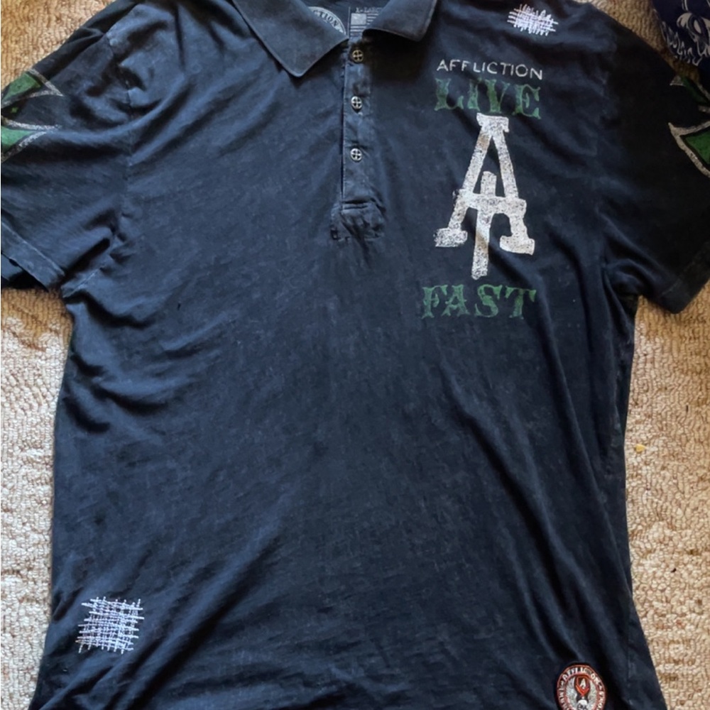 Rare Affliction Polo w embroideries